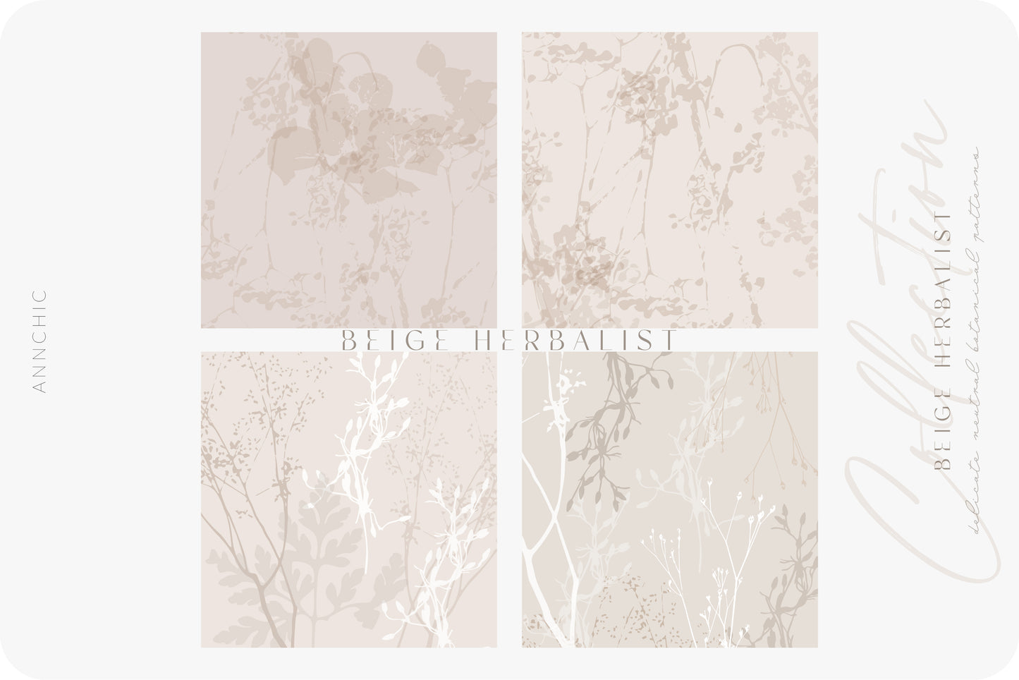 Beige Herbalist Wild Botanical Patterns | 24 Neutral Designs