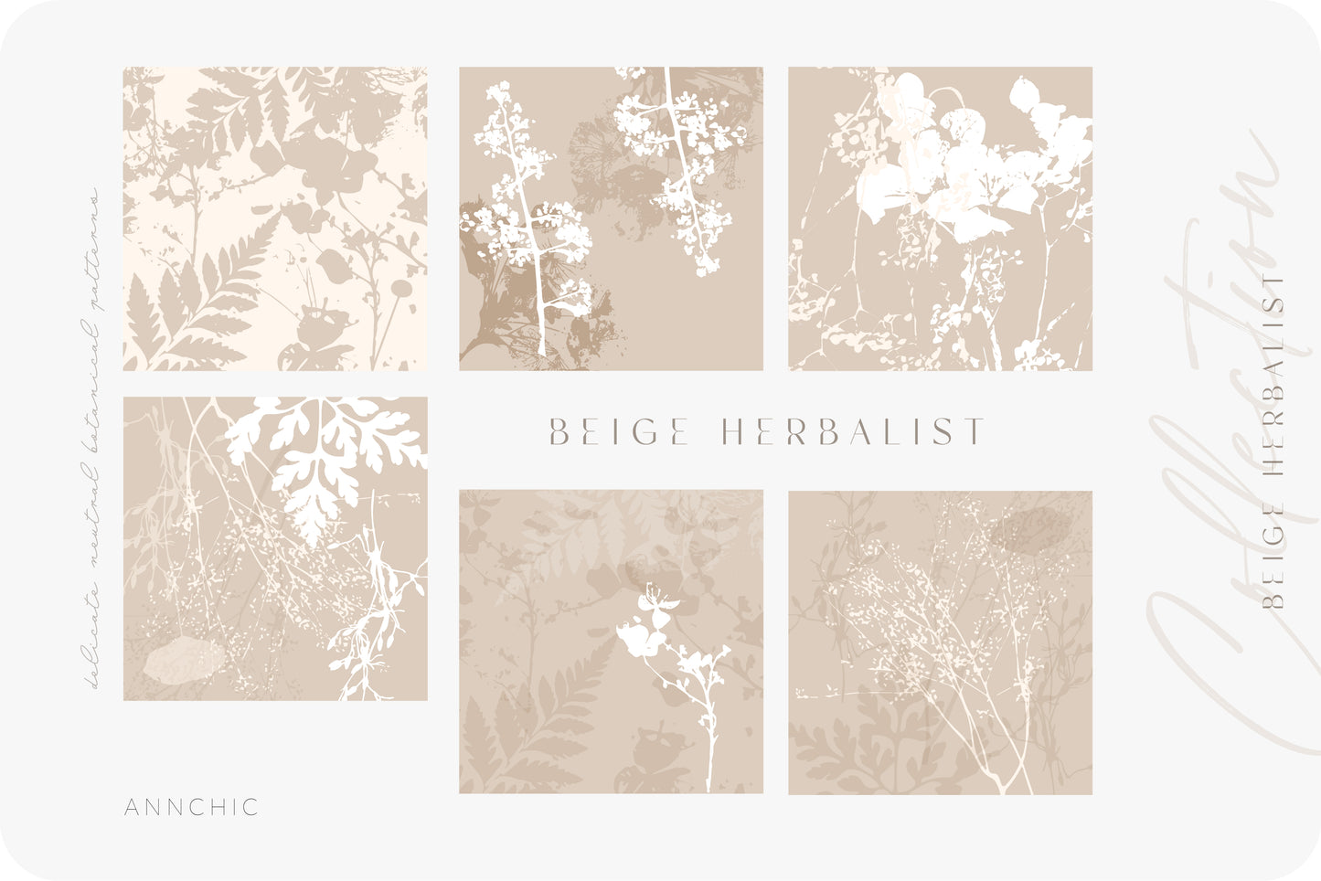 Beige Herbalist Wild Botanical Patterns | 24 Neutral Designs