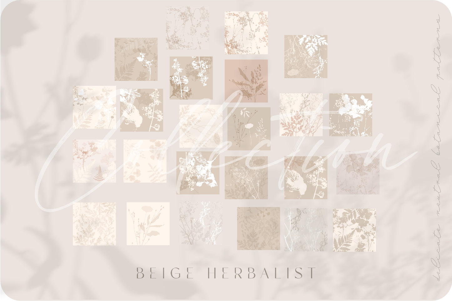 Beige Herbalist Wild Botanical Patterns | 24 Neutral Designs