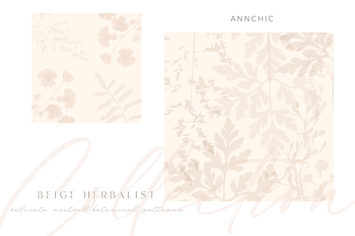 Beige Herbalist Wild Botanical Patterns | 24 Neutral Designs