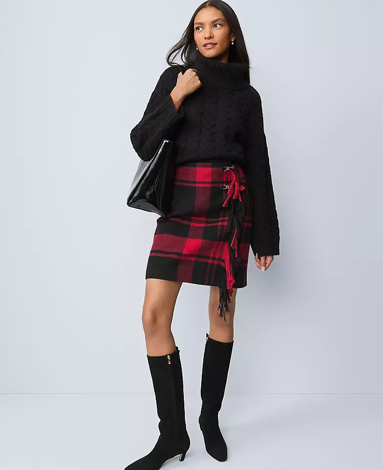 Weekend Collection Plaid Wrap Effect Skirt