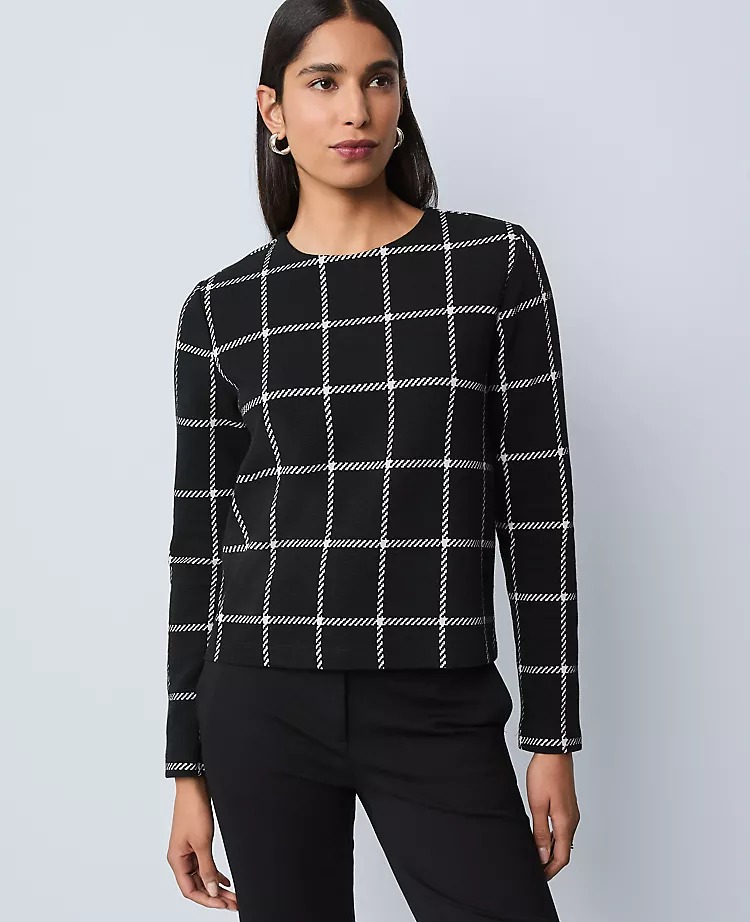 Windowpane Knit Top