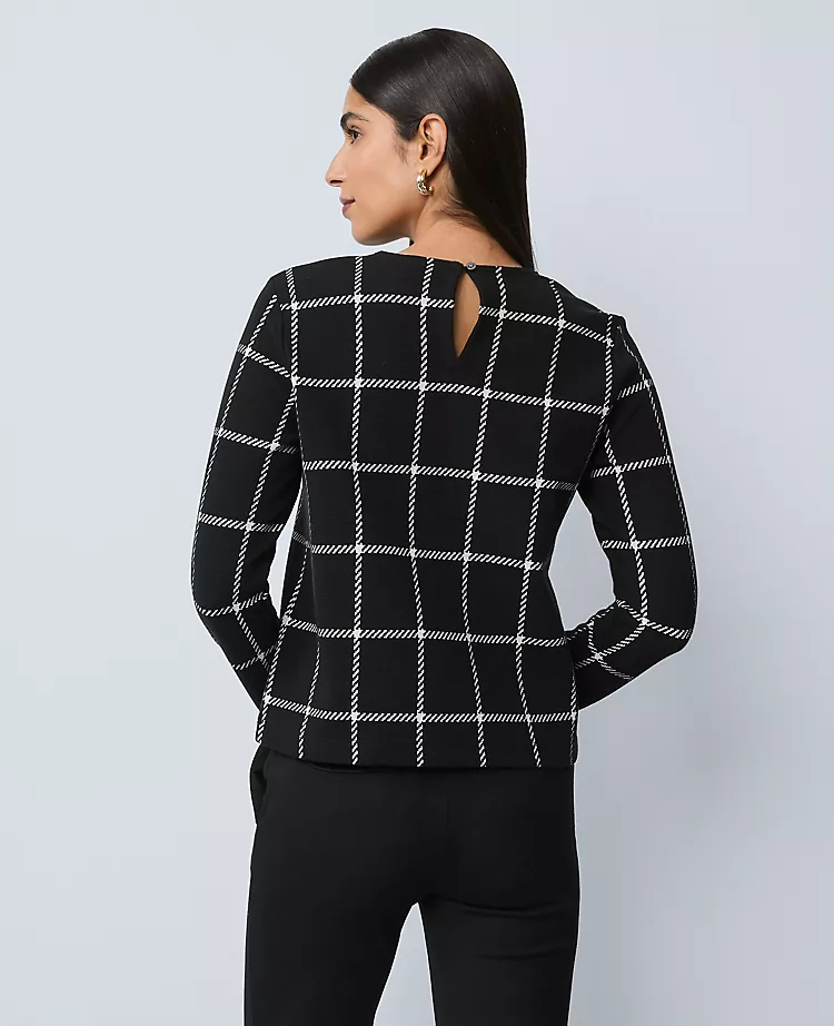 Windowpane Knit Top