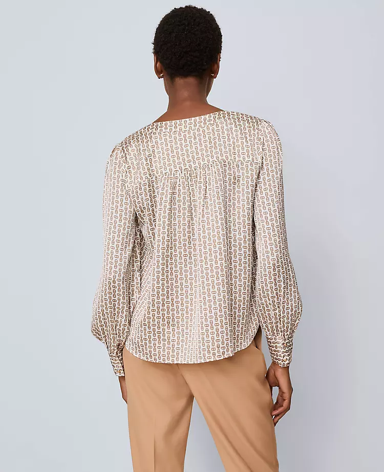 Petite Chain Link Print Satin Popover