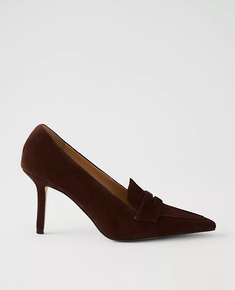 Suede Nip Toe Penny Pump