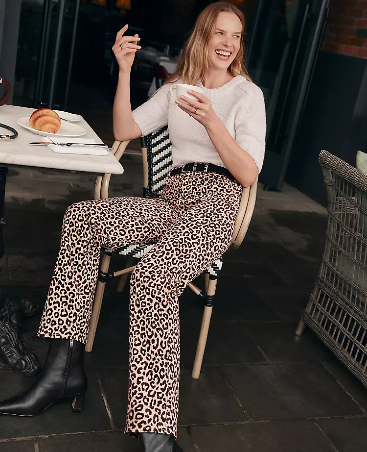 Weekend Collection High Rise Corduroy Pant in Animal Print