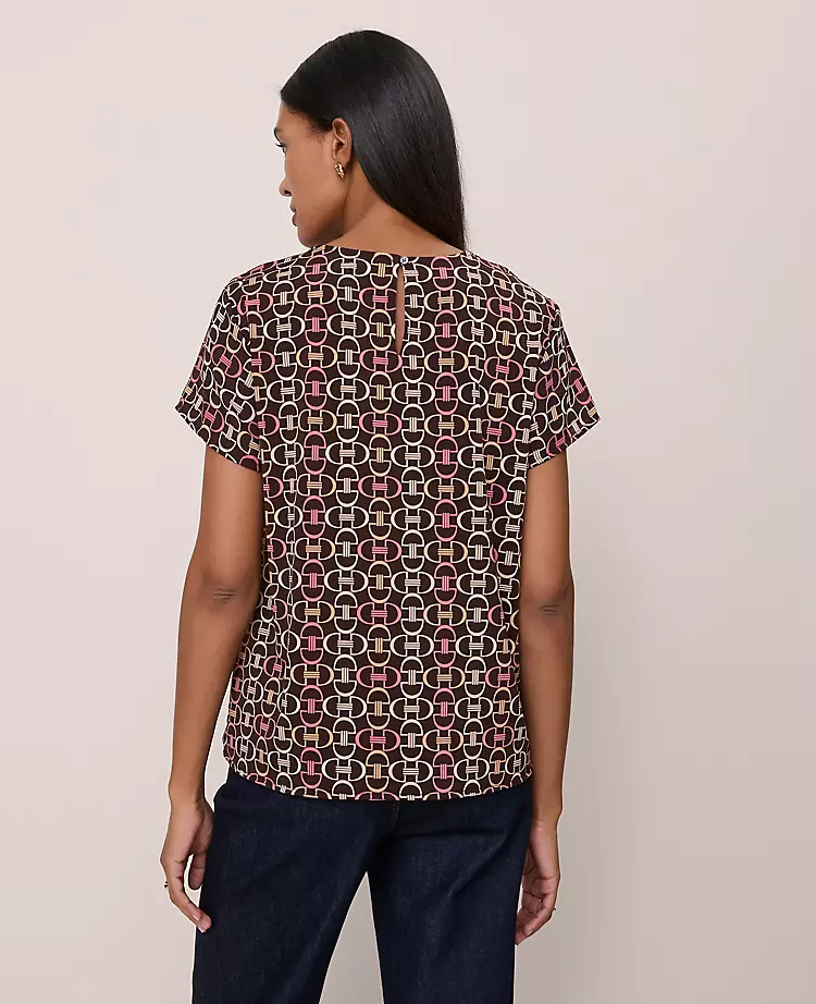 Chain Link Mixed Media Crew Neck Tee