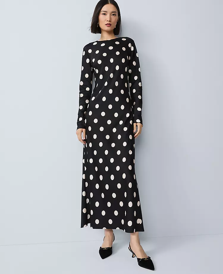 Dotted Satin Sheath Dress