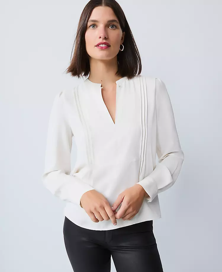 Mixed Media Pintuck Top