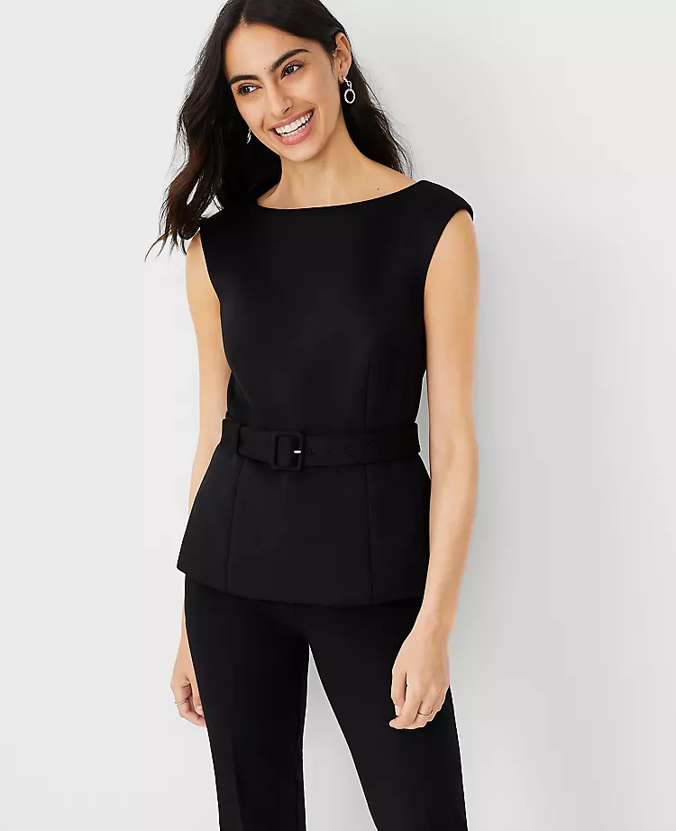 The Petite Belted Top in Double Knit