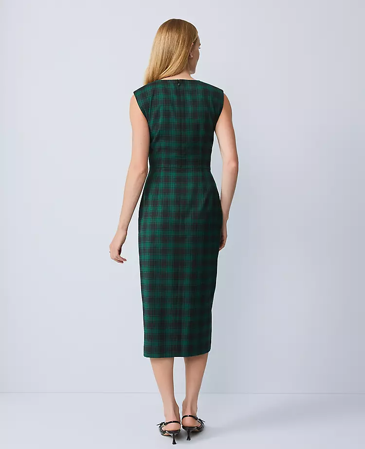 Plaid Twist Sheath Dress