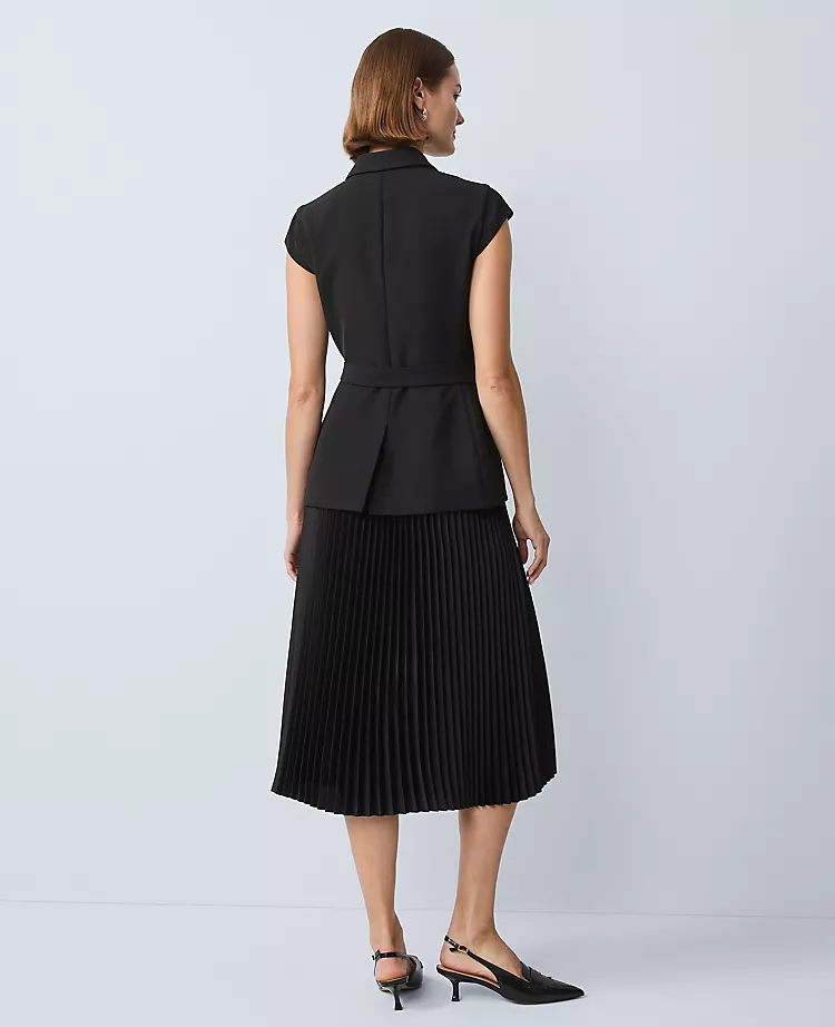 Petite Crepe Blazer Wrap Midi Dress