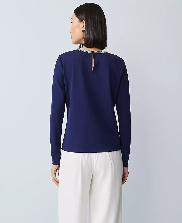 11187-Petite-Ponte-Embellished-Crew-Neck-Top-2.webp Petite Ponte Embellished Crew Neck Top
