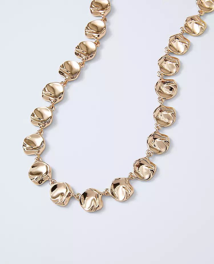 Hammered Metal Disc Necklace