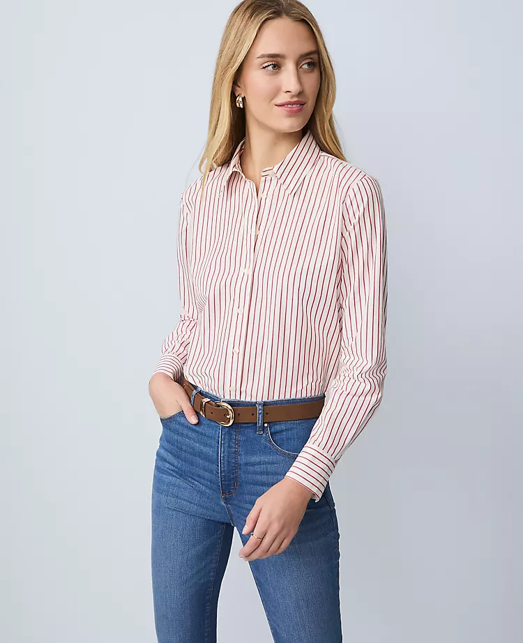 Petite Weekend Collection Striped Relaxed Perfect Shirt
