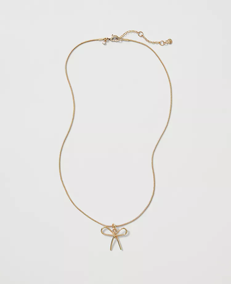 Metal Bow Pendant Necklace