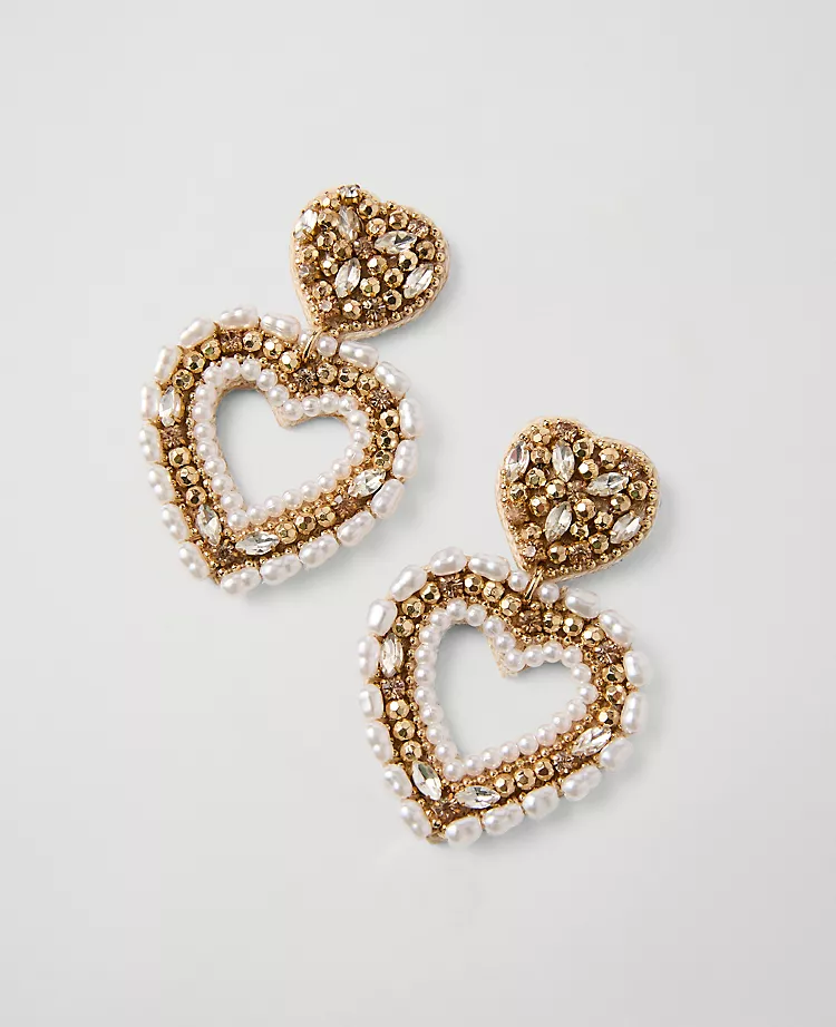 Pearlized Heart Drop Earrings