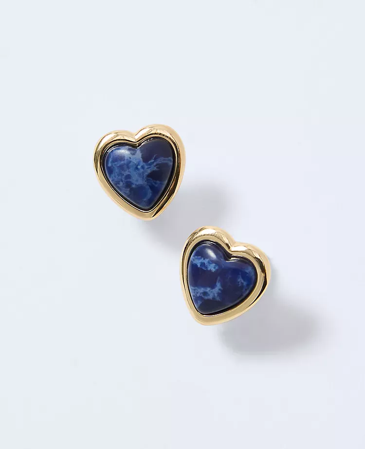 Stone Heart Stud Earrings