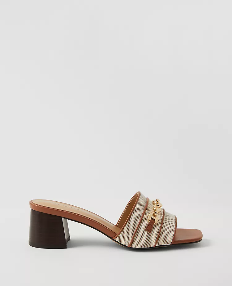 Chain Flare Block Heel Sandals
