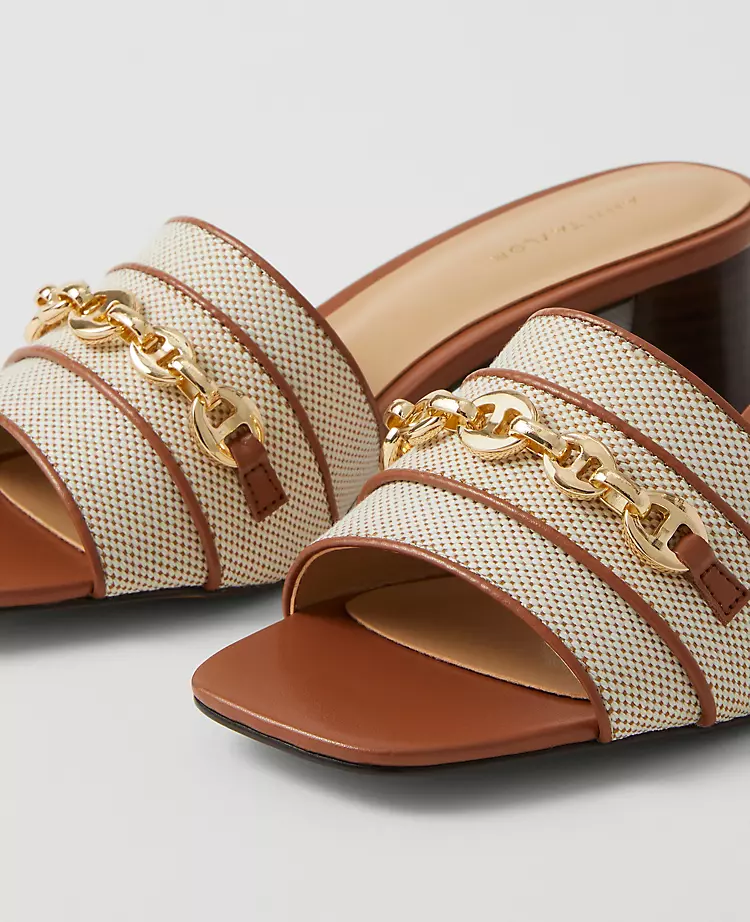 Chain Flare Block Heel Sandals
