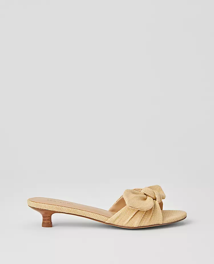 Bow Straw Kitten Heel Sandals