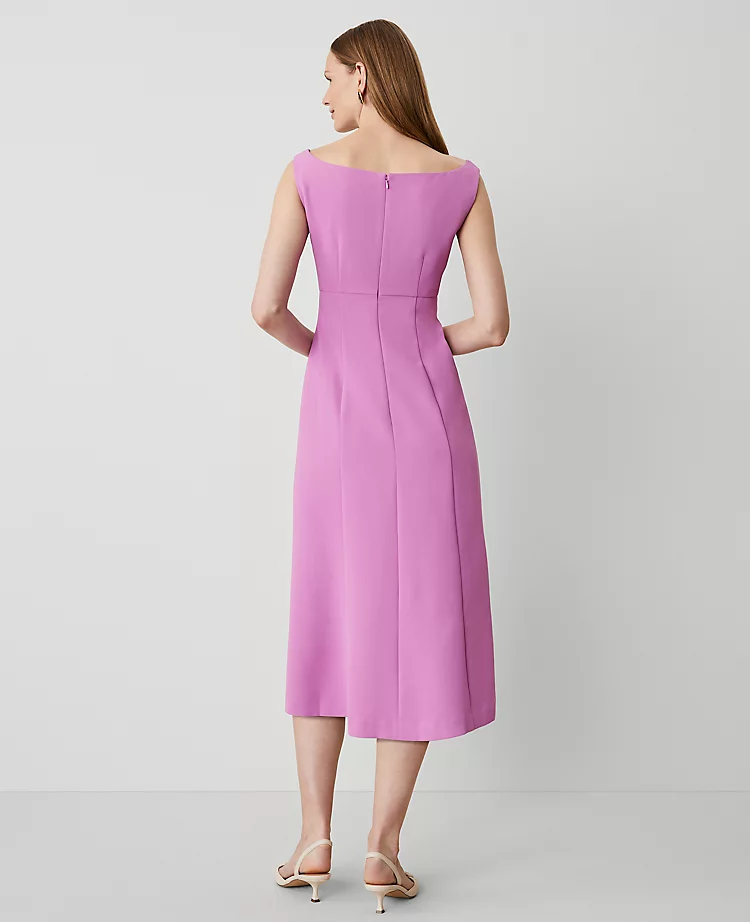 The Petite Seamed Flare Dress in Fluid Crepe