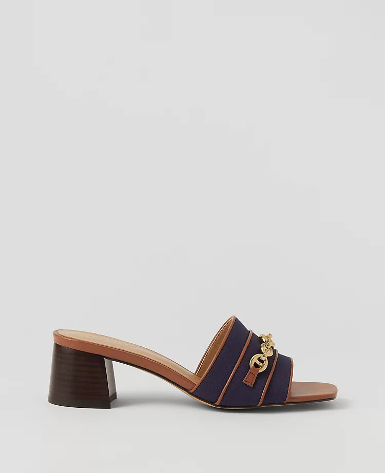 Chain Flare Block Heel Sandals