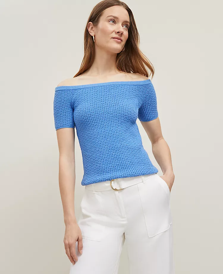 Petite Textured Off-The-Shoulder Sweater