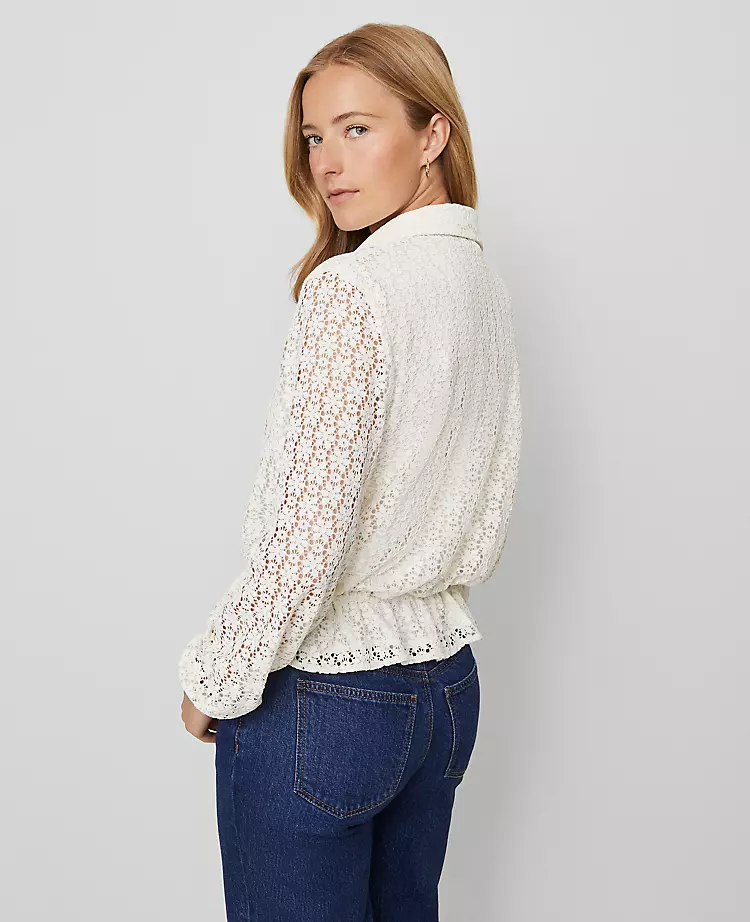 Weekend Collection Lace Tie Waist Popover