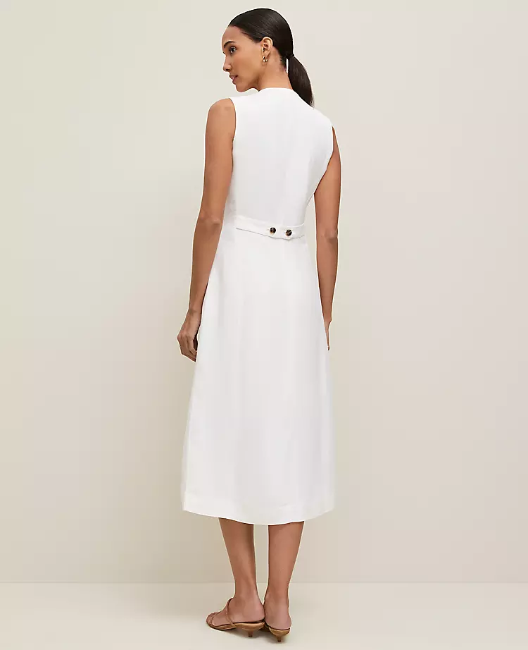 Petite Linen Blend V-Neck Shirtdress