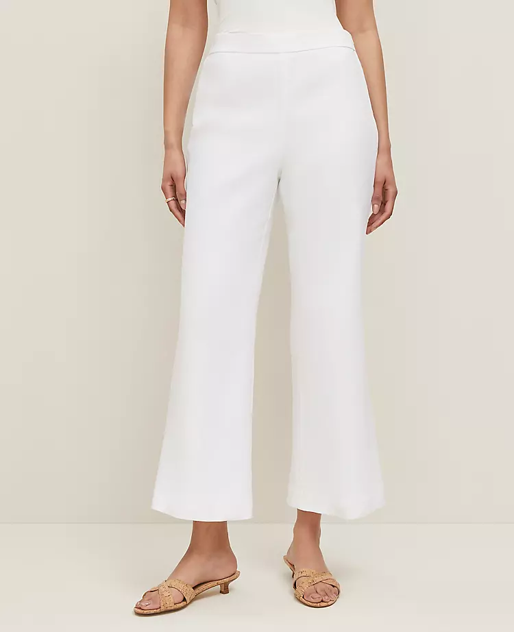 The Petite Flare Ankle Pant in Linen Blend &mdash; Curvy Fit