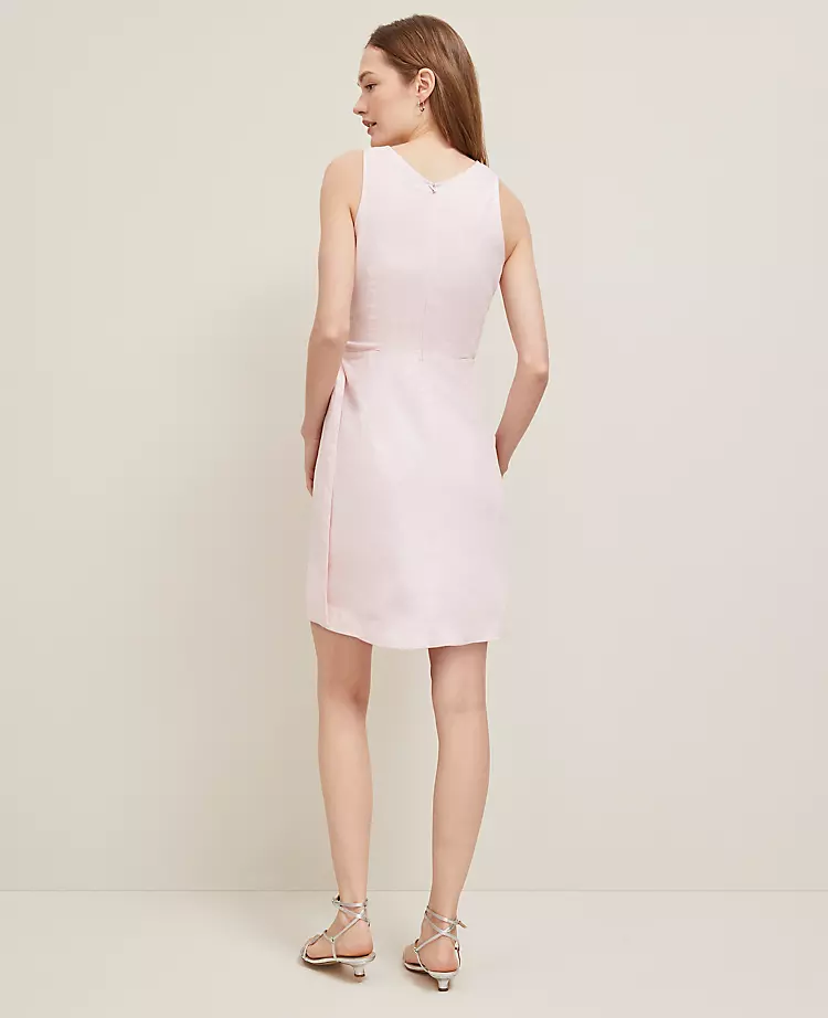 Petite Linen Blend V-Neck Wrap Dress