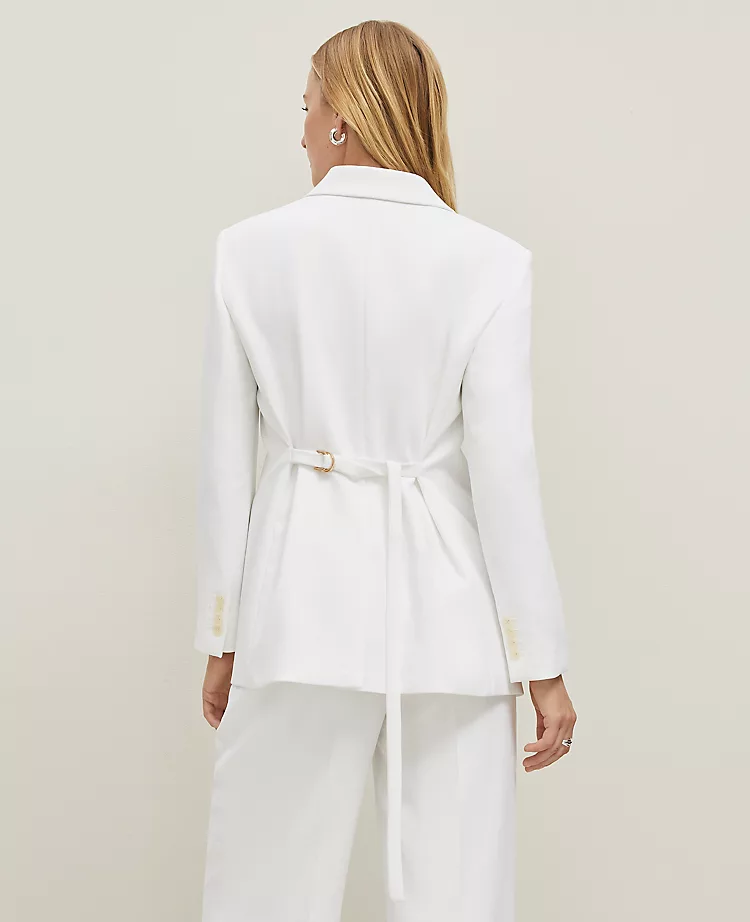 Petite Crinkled Belted Blazer