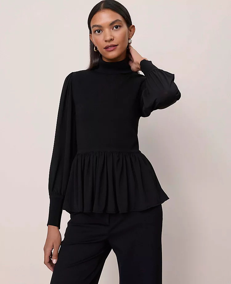Mixed Media Turtleneck Sweater