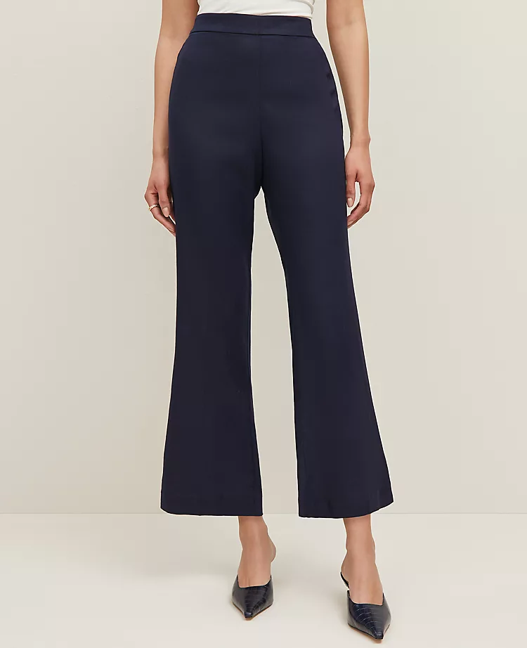 The Petite Flare Ankle Pant in Linen Blend &mdash; Curvy Fit