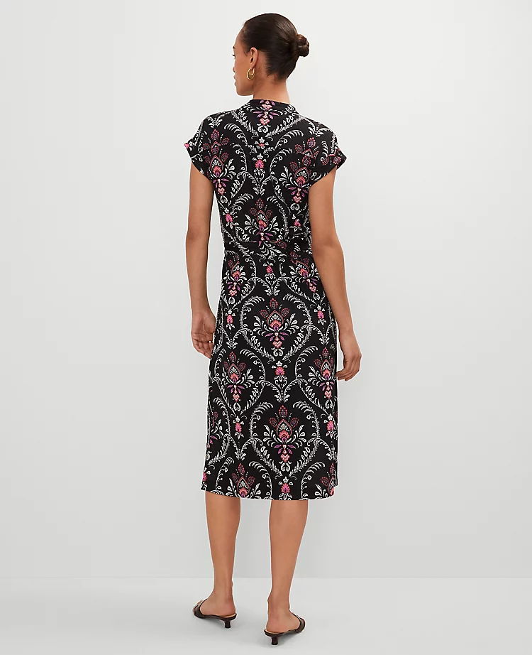 Floral Knit Belted Shirtdress