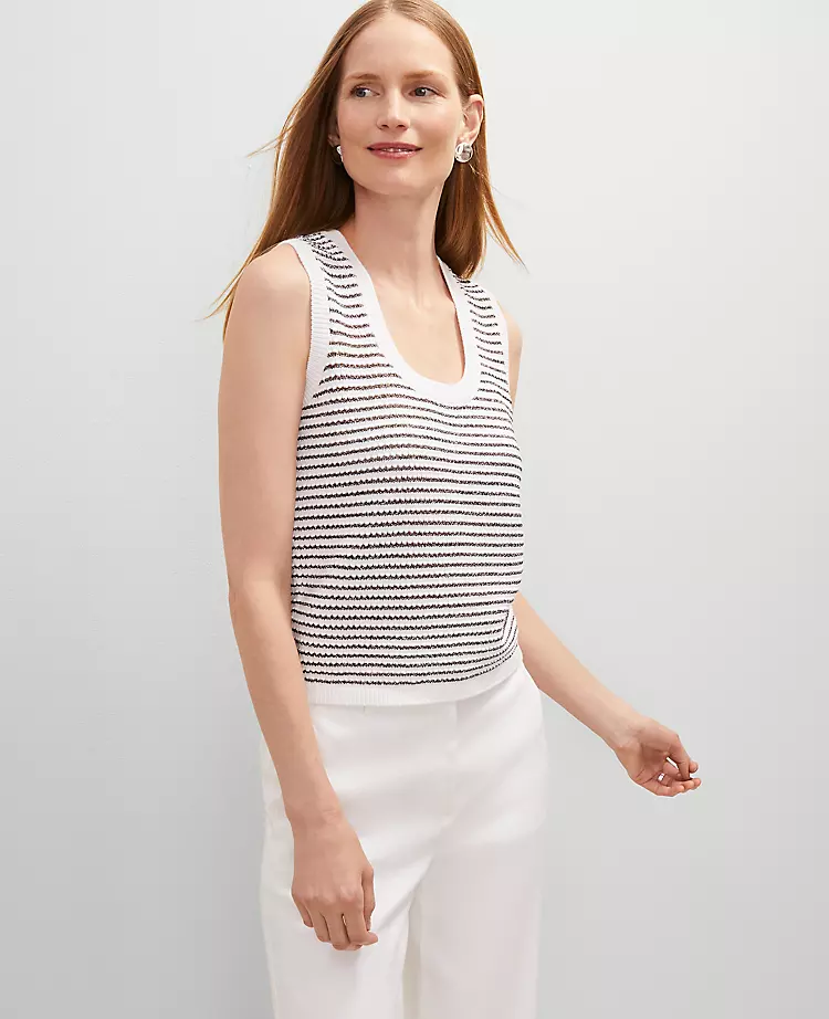 Petite Metallic Striped Sweater Shell