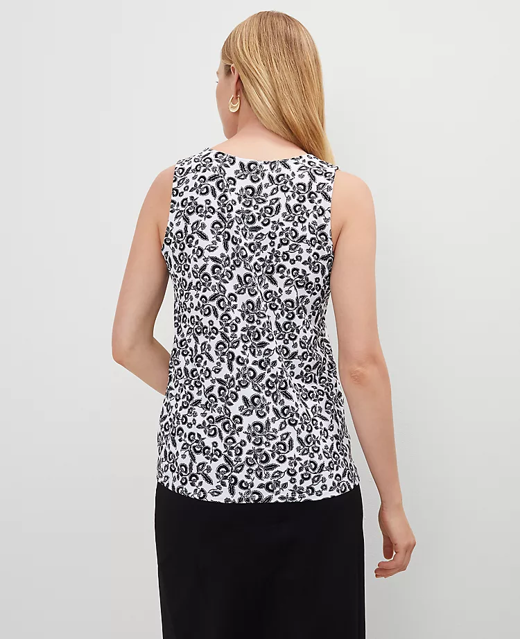 Petite Floral Mixed Media Tank Top