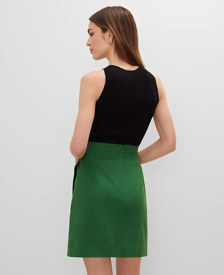 Petite Linen Blend Sarong Wrap Skirt