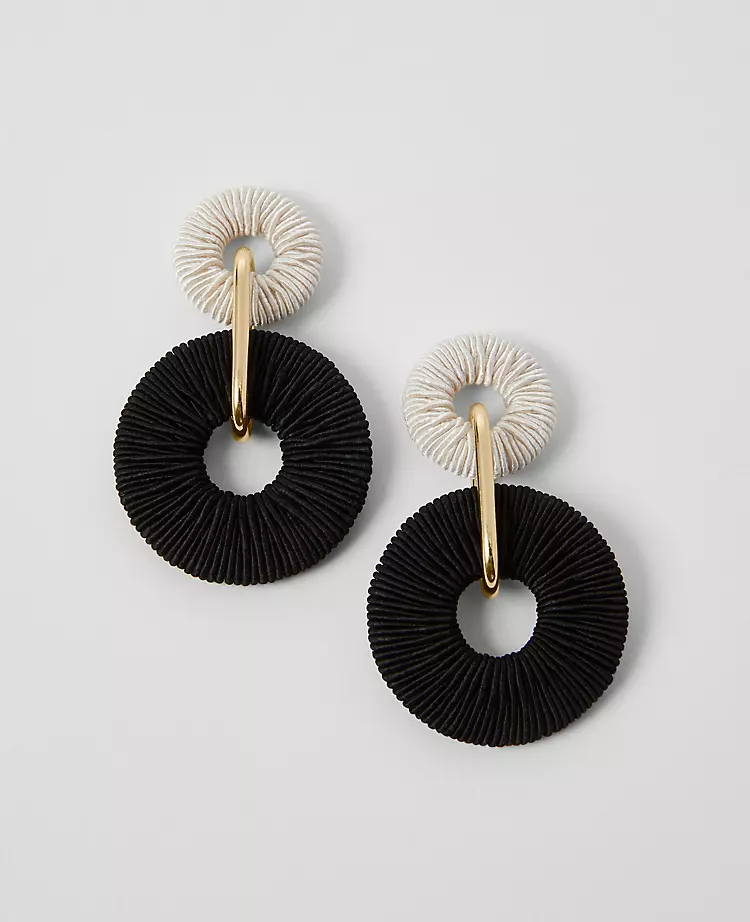Double Circle Threaded Drop Earrings