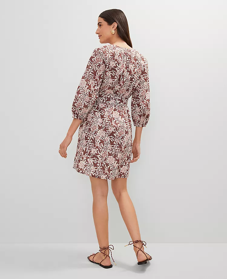 Petite Weekend Collection Floral  Puff Sleeve Dress