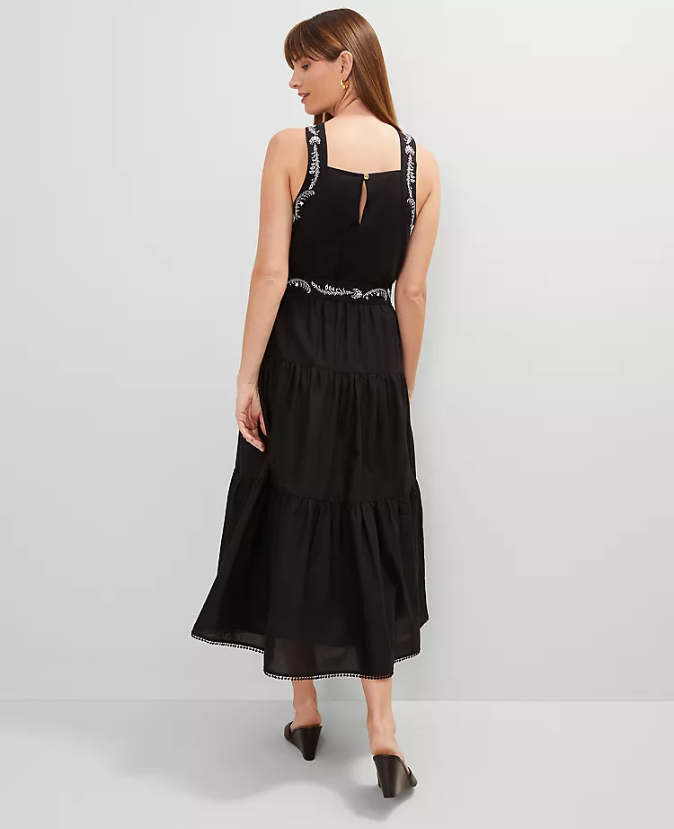 Petite Halter Midi Flare Dress