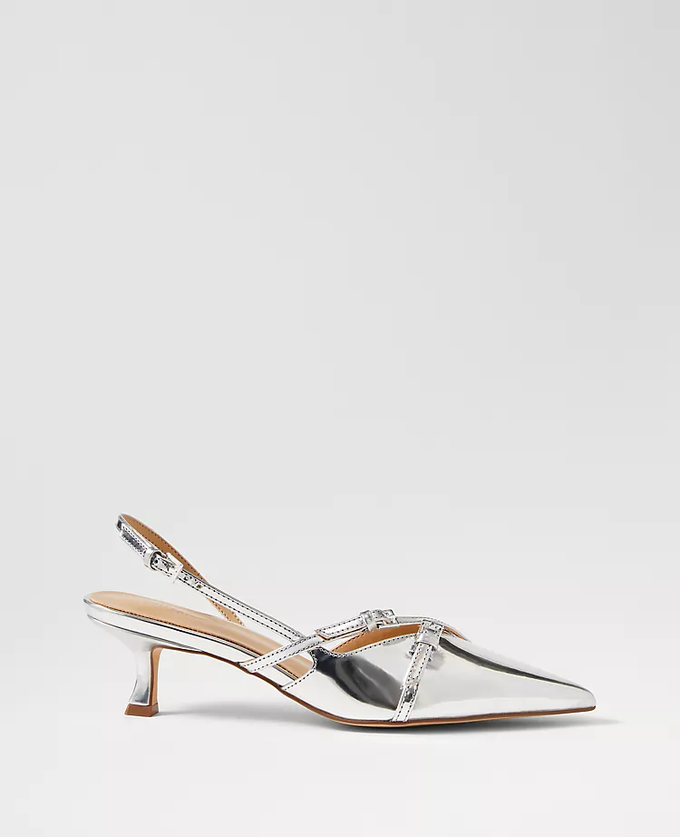 Strappy Pointy Toe Metallic Pump