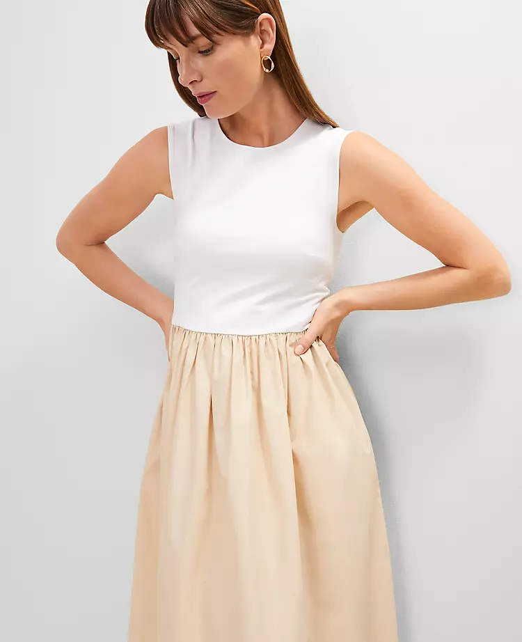 13106-Petite-Crew-Neck-Mixed-Media-Flare-Dress-3.webp Petite Crew Neck Mixed Media Flare Dress