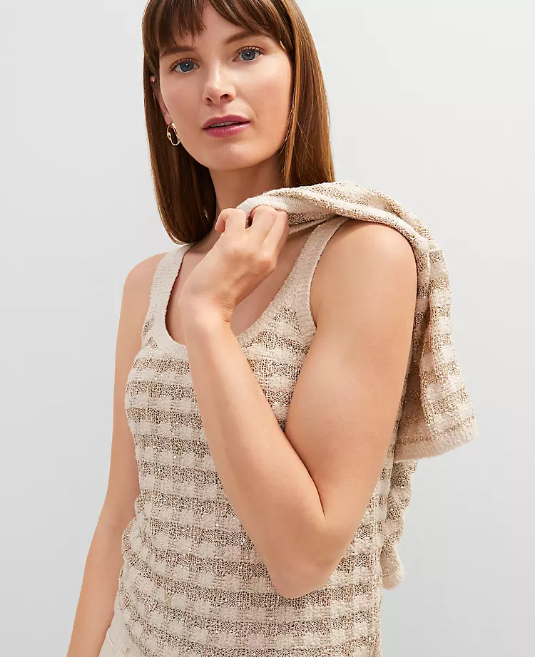 Petite Metallic Tweed Tank