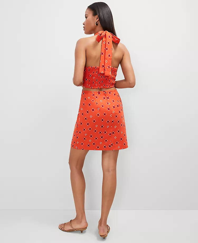 Petite Geo Linen Halter Sheath Dress