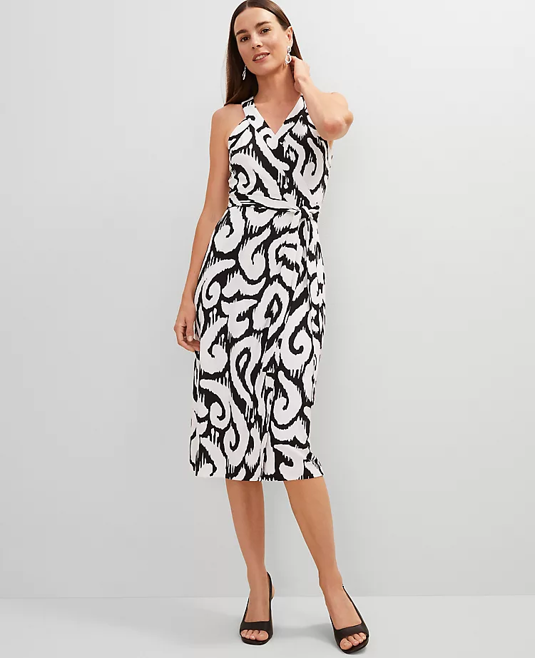 Petite Ikat Halter Wrap Midi Dress