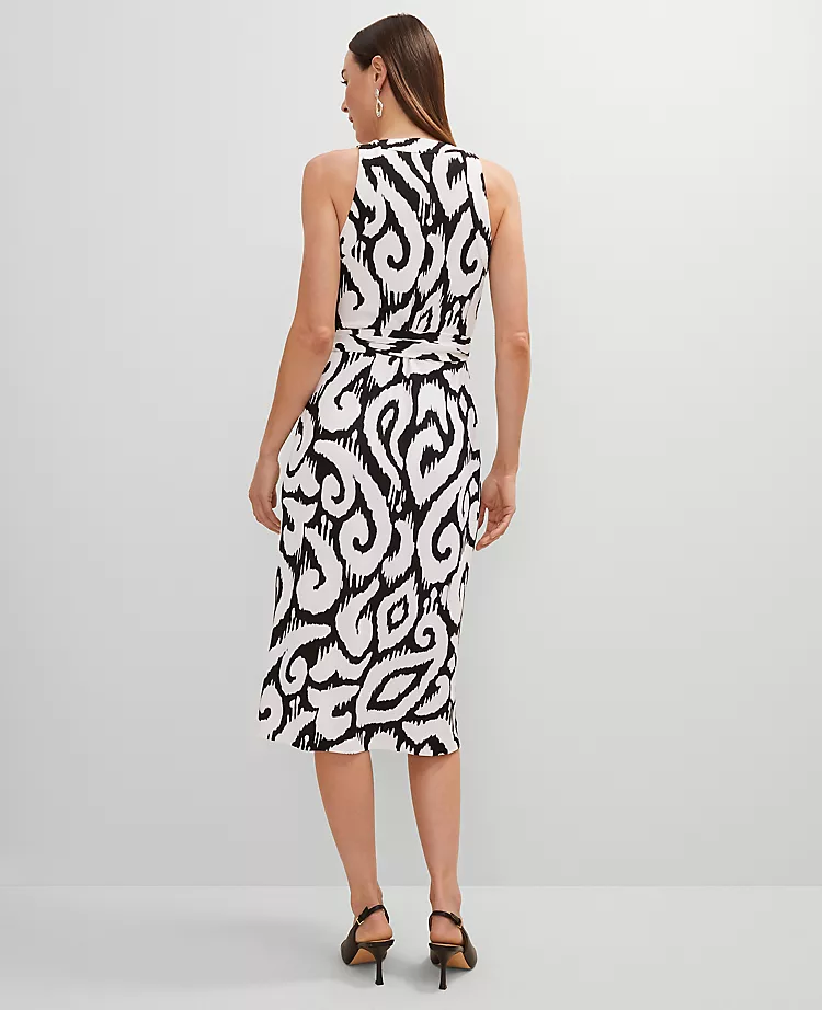 Petite Ikat Halter Wrap Midi Dress