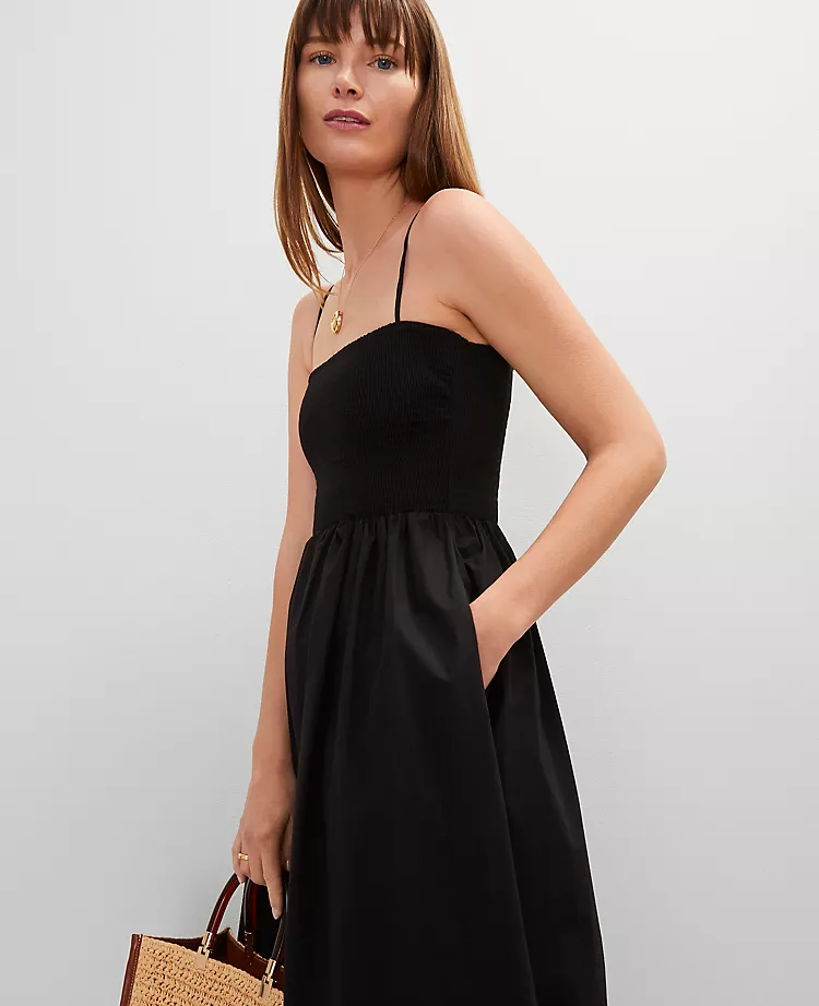 Petite Smocked Maxi Flare Dress
