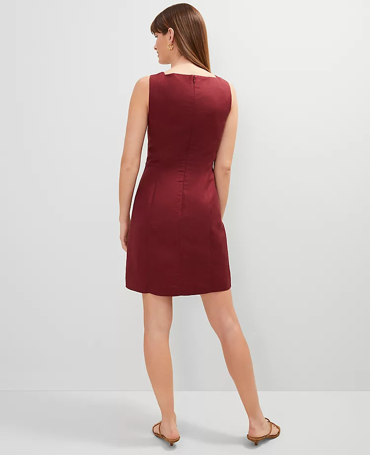 Petite Linen Blend Button-Down Dress